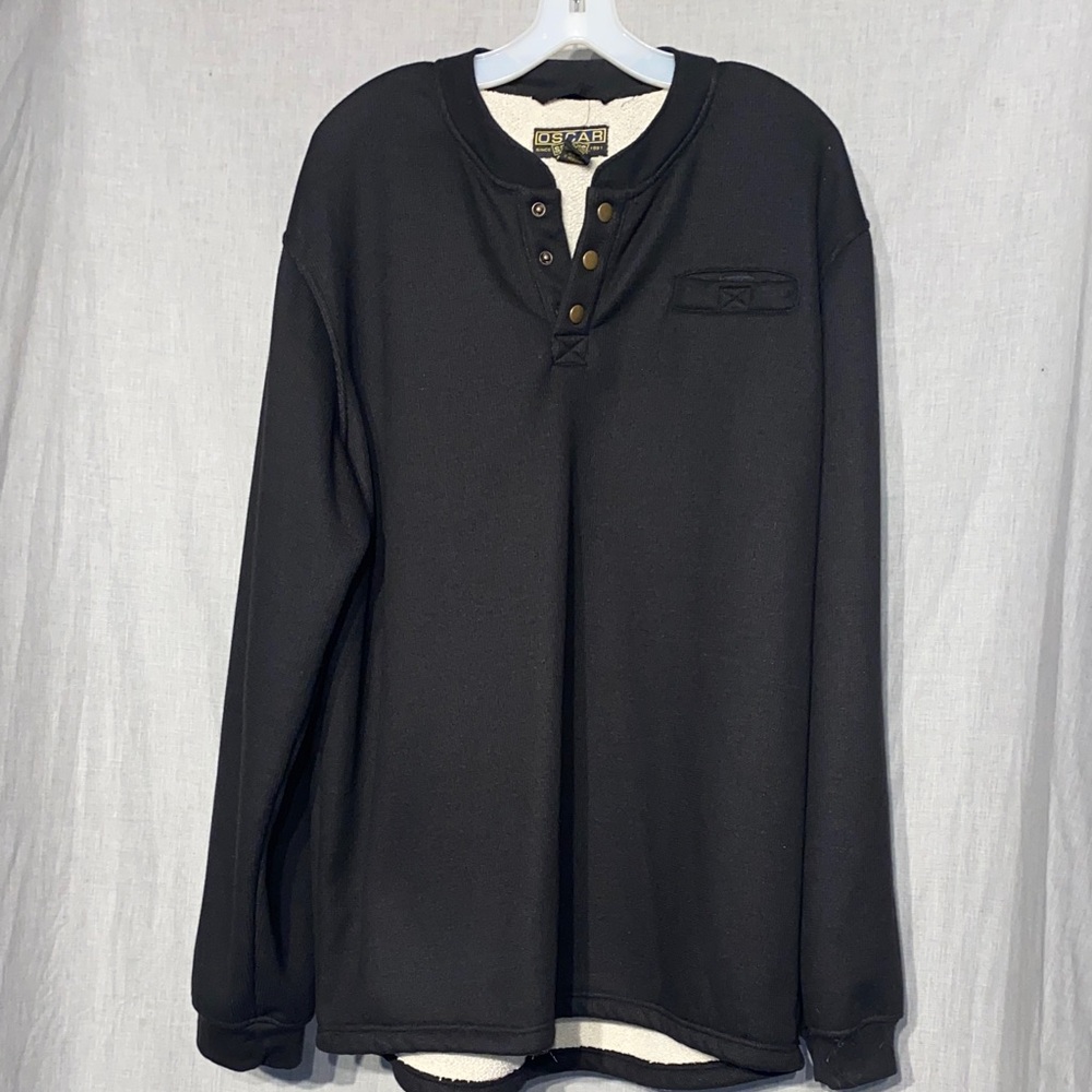 Men's Black Henley Sweatshirt by Off YAK